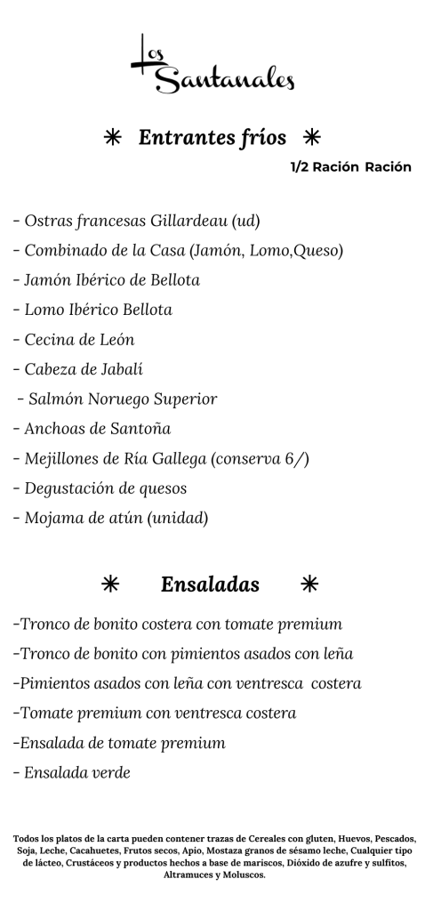 CARTA DEL RESTAURANTE 1